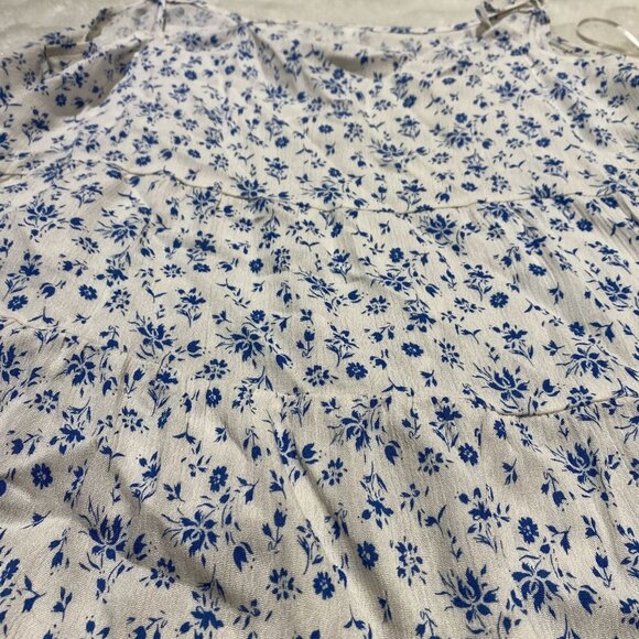 Paper Crane Cami Blouse Womens Large White 100% Rayon Floral Pullover Drop Waist - Picture 8 of 10